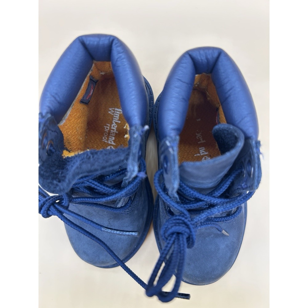 Timberland Toddler Boots Size 6 Blue Nubuck Waterproof Lace Up Kids Boots - Picture 5 of 6